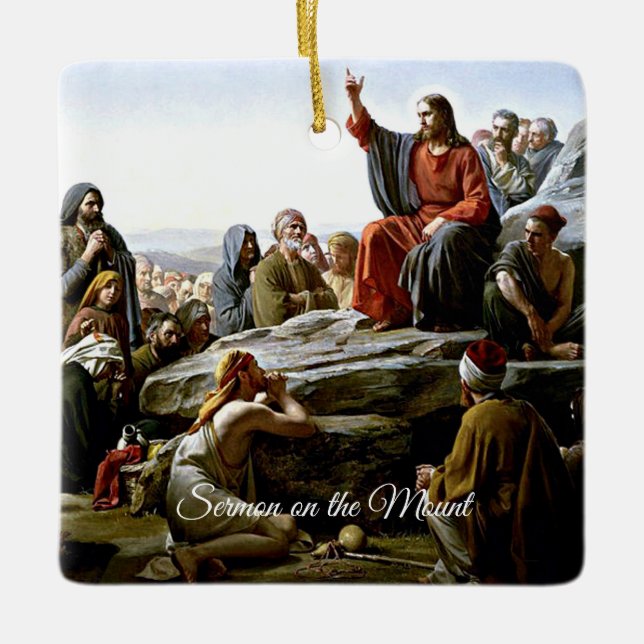 Sermon on the Mount - Carl Bloch painting Ceramic Ornament (Front)