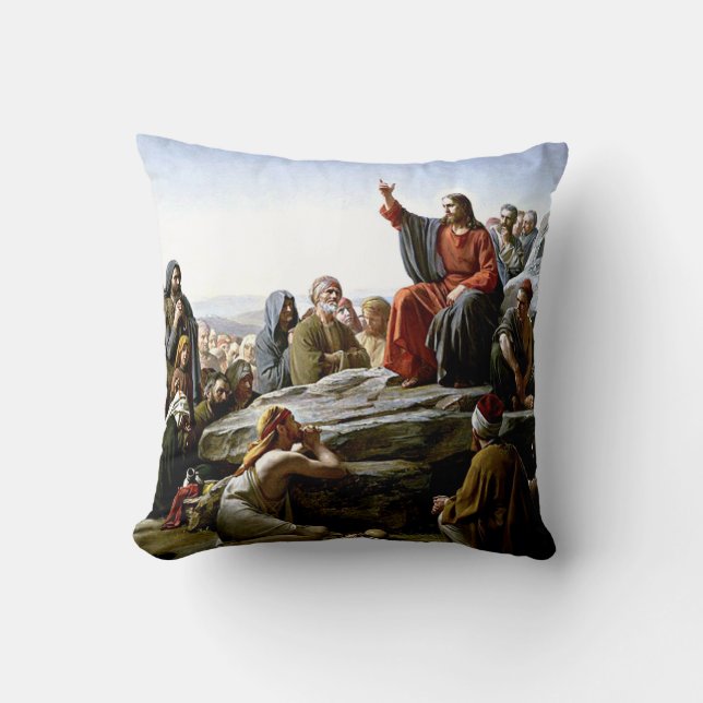 Sermon on the Mount - Carl Bloch painting Cushion (Front)