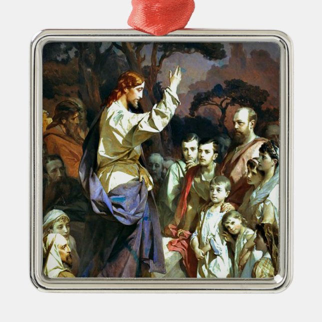 Sermon on the Mount, famous painting, Metal Tree Decoration (Front)