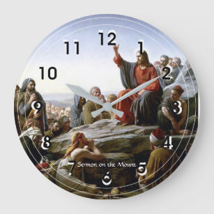 Sermon on the Mount, fine art Christian painting Large Clock