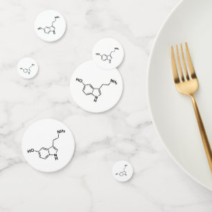 serotonin chemical formula science symbol elements confetti