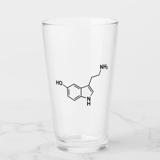 serotonin chemical formula science symbol elements glass (Front)