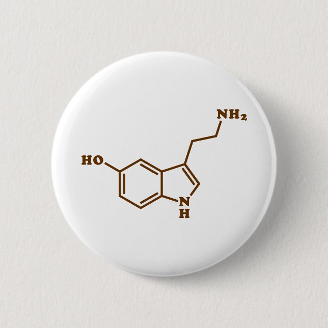 Serotonin Molecular Chemical Formula 6 Cm Round Badge (Front)