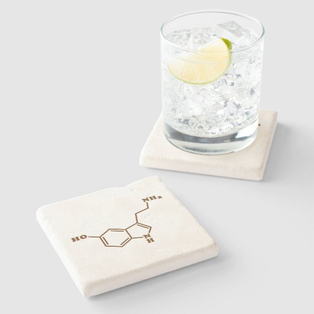 Serotonin Molecular Chemical Formula Stone Coaster (Side)