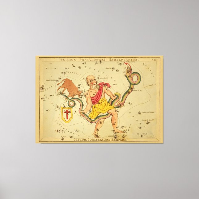 Serpens - Vintage Astronomical Star Chart Image Canvas Print (Front)