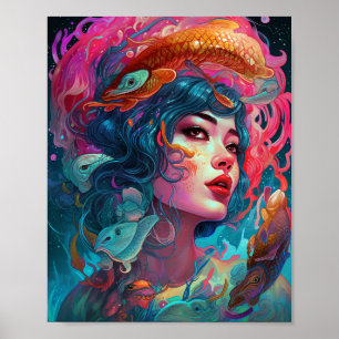 Serpent Hair Lady Fantasy Art Poster