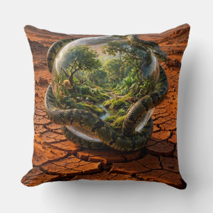 Serpent & the Orb of Eden Surreal Dreamscape Cushion