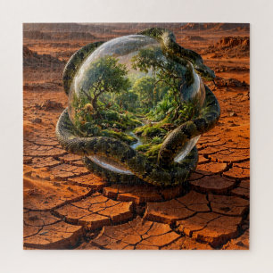 Serpent & the Orb of Eden Surreal Dreamscape Jigsaw Puzzle