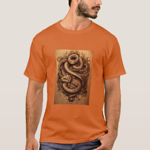 Serpent's Grace: Snake Design Tattoo Form T-Shirt