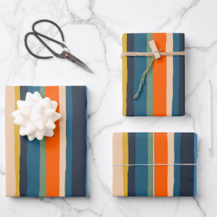 Serrate Stripes Colourful Contemporary Modern  Wrapping Paper Sheet