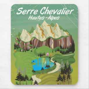 Serre Chevalier, France ski travel poster Mouse Pad
