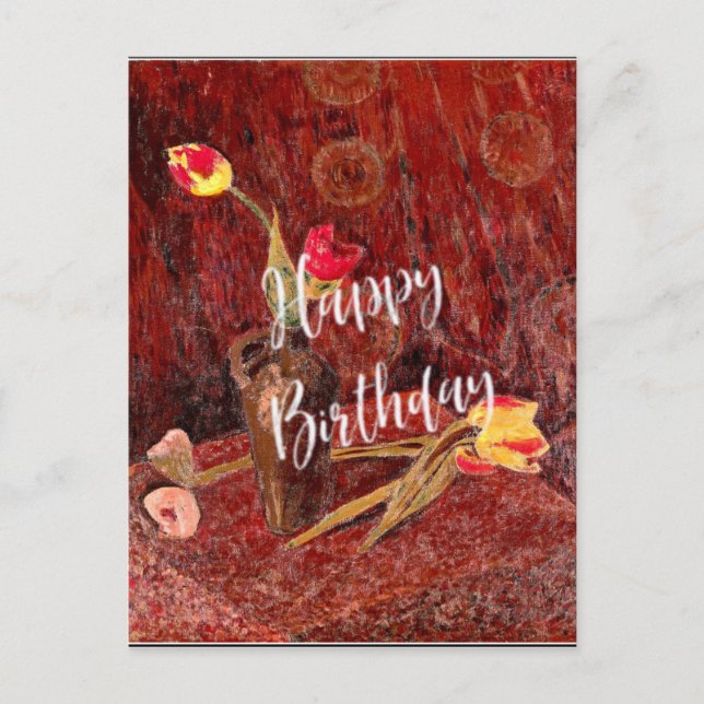 Serusier - Bouquet of Tulips, Birthday Wishes Postcard (Front)