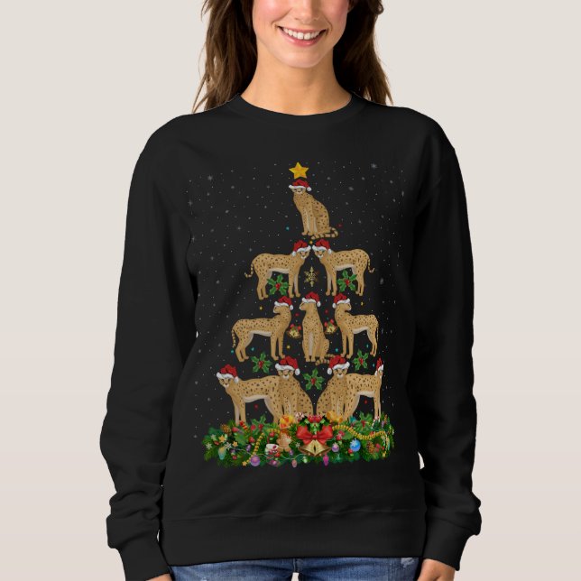Serval Cat Xmas Tree Gift Santa Hat Serval Christm Sweatshirt (Front)