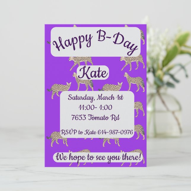 Serval Cats Happy Birthday Invitation (Standing Front)