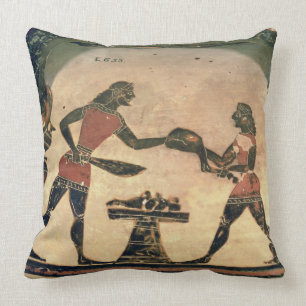 Servants Preparing Food for a Symposium, detail fr Cushion
