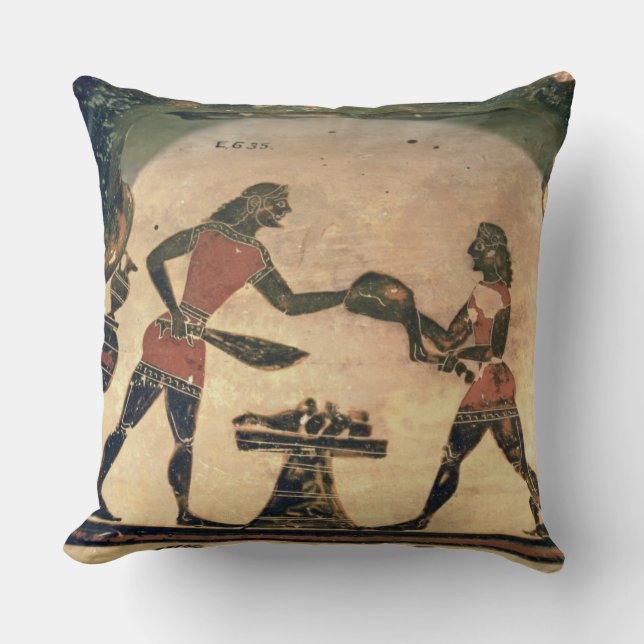 Servants Preparing Food for a Symposium, detail fr Cushion (Front)
