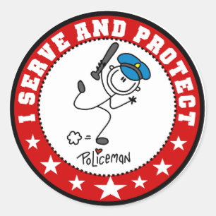 Serve and Protect Policeman Classic Round Sticker