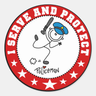 Serve and Protect Policeman Classic Round Sticker