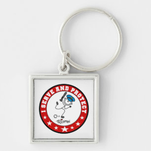 Serve and Protect Policeman Key Ring