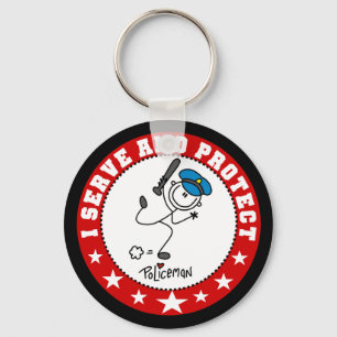 Serve and Protect Policeman Key Ring