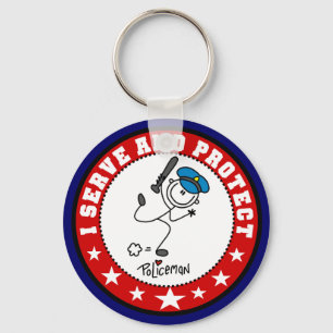 Serve and Protect Policeman Key Ring
