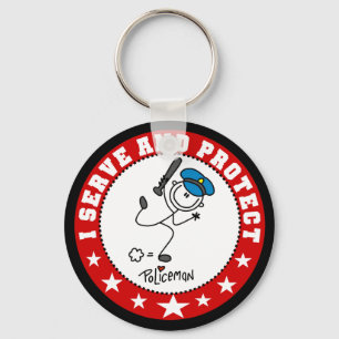 Serve and Protect Policeman Key Ring