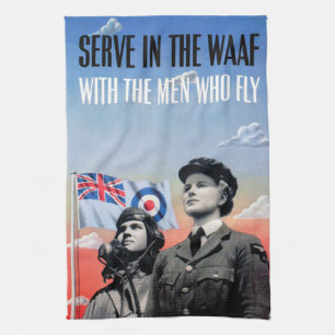 Serve in the WAAF ~ With the Men Who Fly Tea Towel