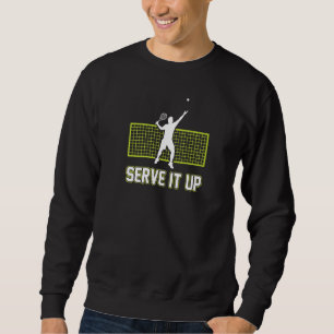 Serve It Up Retro Style Tennis Player Christmas Sweatshirt