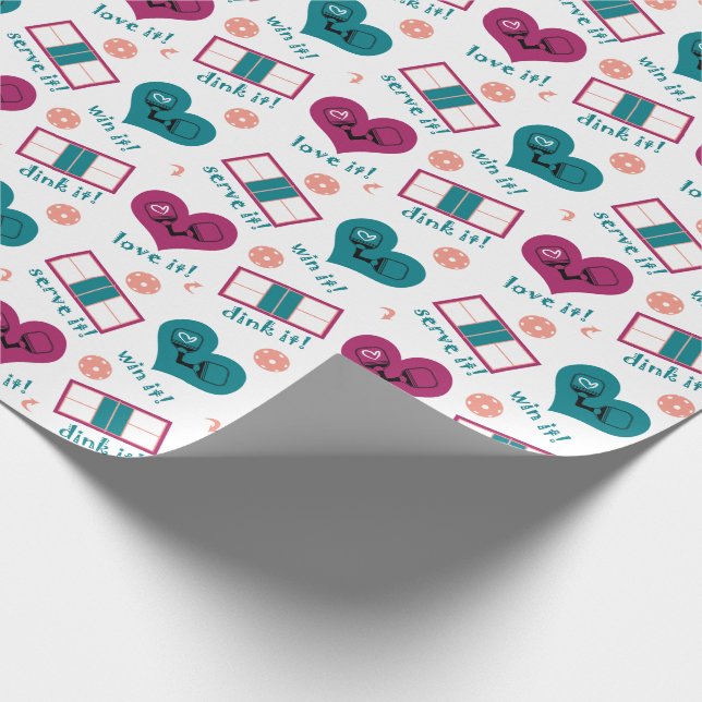 Serve it, win it, dink it - pickleball wrapping paper (Corner)
