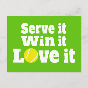 serve it, win it, love it tennis sports postcard