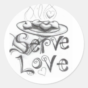 serve love classic round sticker
