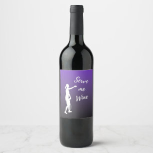 Serve Me Wine Funny Tennis Player Wine Lover Quote Label