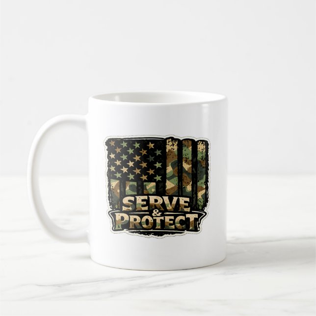 🇺🇸 Serve & Protect – Patriotic Coffee Mug ☕🛡️ (Left)