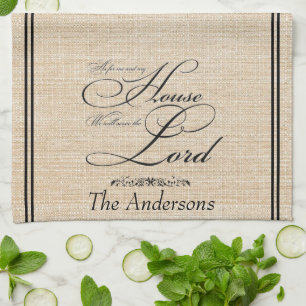Serve the Lord personalised linen look Tea Towel