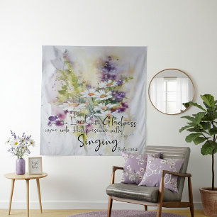 Serve the Lord with gladness floral Tapestry