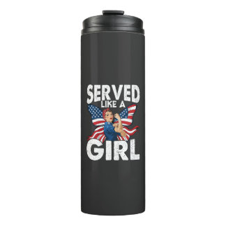 Served Like A Girl Female Veteran Military Women's Thermal Tumbler