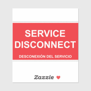 Service Disconnect Label with Spanish Subtitles