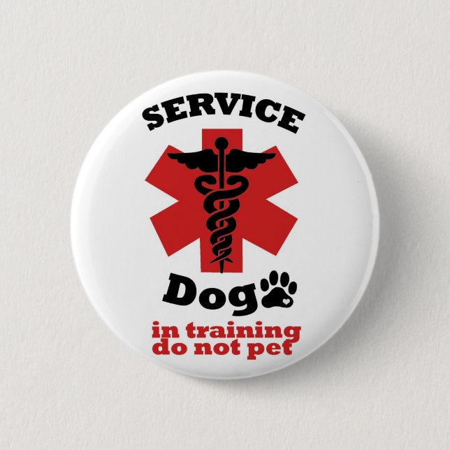 Service Dog 6 Cm Round Badge (Front)