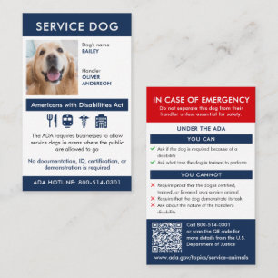 Service Dog ADA Requirements & Info Card