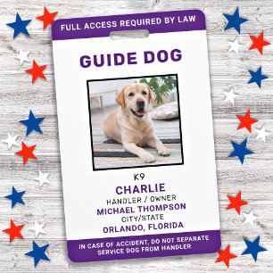 Service Dog Guide Dog ID Personalised Photo Badge ID Badge