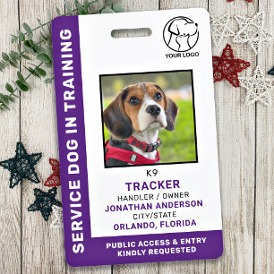 Service Dog In Training Custom Logo Photo ID ID Badge