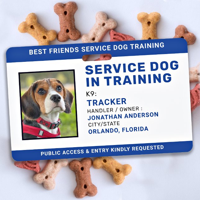 Service Dog In Training ID Blue Personalised Photo ID Badge (Creator Uploaded)
