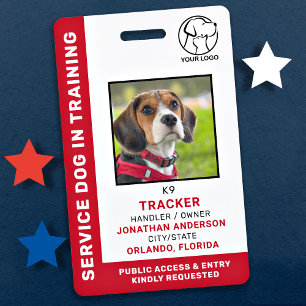 Service Dog In Training ID Custom Logo Photo ID Badge