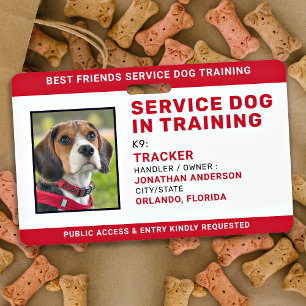 Service Dog In Training ID Red Personalised Photo Badge