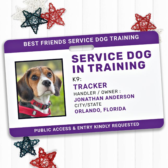 Service Dog In Training Personalized Photo ID ID Badge (Creator Uploaded)
