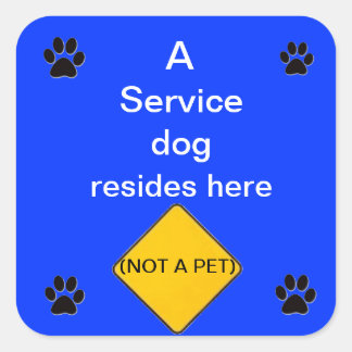 Service dog lives here blue sticker