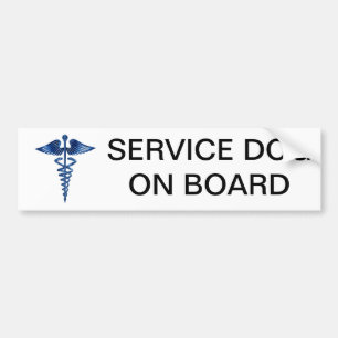 Service Dog On Board Bumper Sticker with Medical L