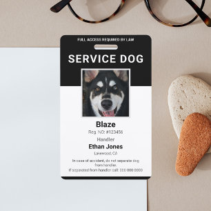 Service Dog Photo Black ID Badge