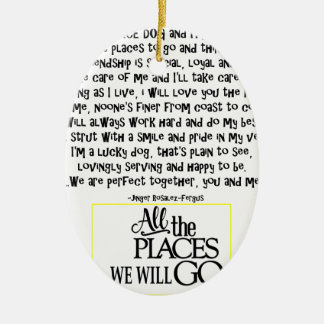 Service dog poem FNL BACK yellow Ceramic Tree Decoration