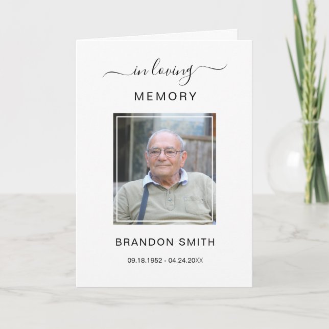 Service Funeral Obituary with Photo Thank You Card (Front)